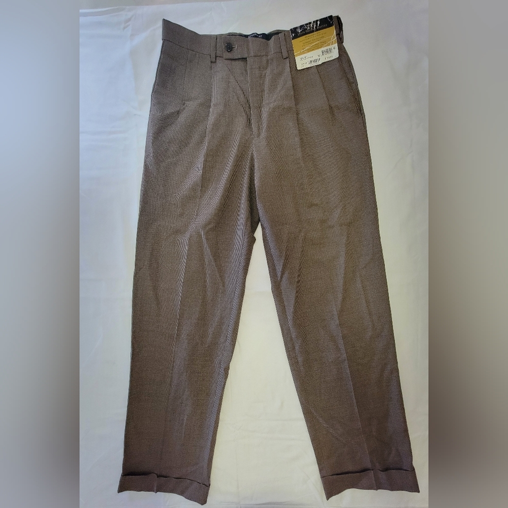 Louis Raphael Men's Total Comfort Stretch Wool Solid Pleated Dress Pant Sz 30x30